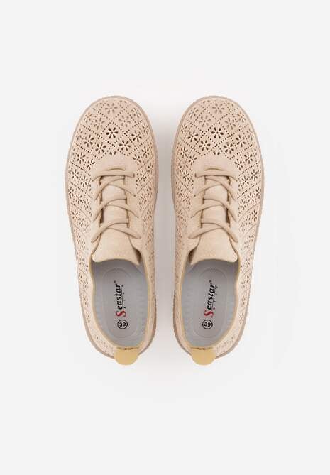 Ciemnobeżowe Ażurowe Tenisówki w Stylu Boho Tidira 6