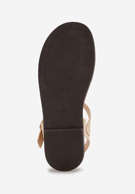 Beżowe Sandały Gladiatorki z Imitacji Nubuku Zapinane na Sprzączkę Briannea 7