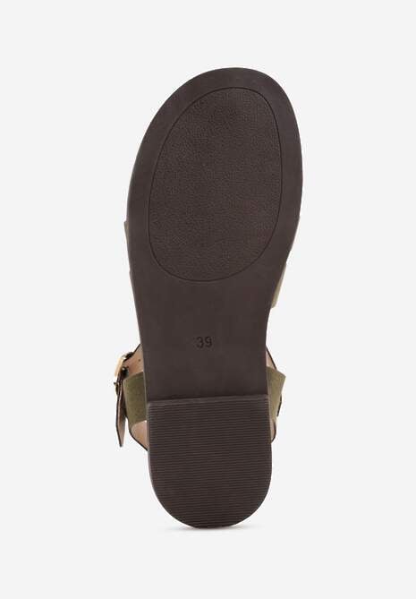 Zielone Sandały Gladiatorki z Imitacji Nubuku Zapinane na Sprzączkę Briannea 7