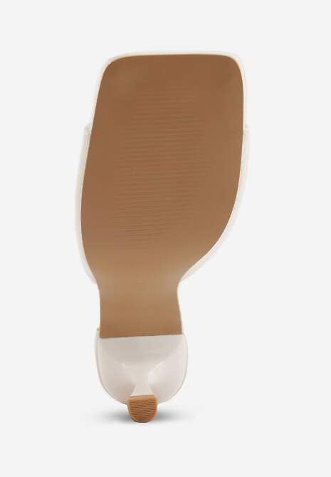 Białe Klapki na Szpilce z Kwadratowym Noskiem Peep Toe Avenata 7