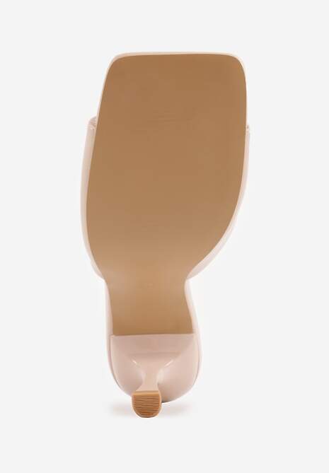 Beżowe Klapki na Szpilce z Kwadratowym Noskiem Peep Toe Avenata 7