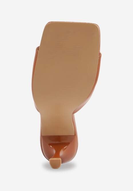 Jasnobrązowe Klapki na Szpilce z Kwadratowym Noskiem Peep Toe Avenata 7