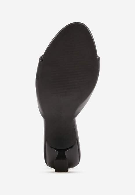 Czarne Klapki Peep Toe na Obcasie Kaczuszka Calinetta 7