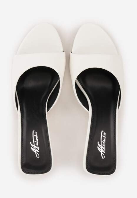 Białe Klapki Peep Toe na Obcasie Kaczuszka Calinetta 6