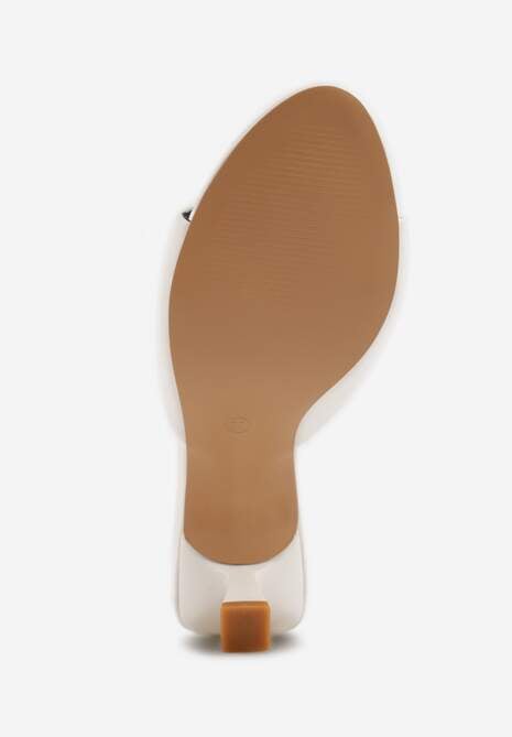 Białe Klapki Peep Toe na Obcasie Kaczuszka Calinetta 7