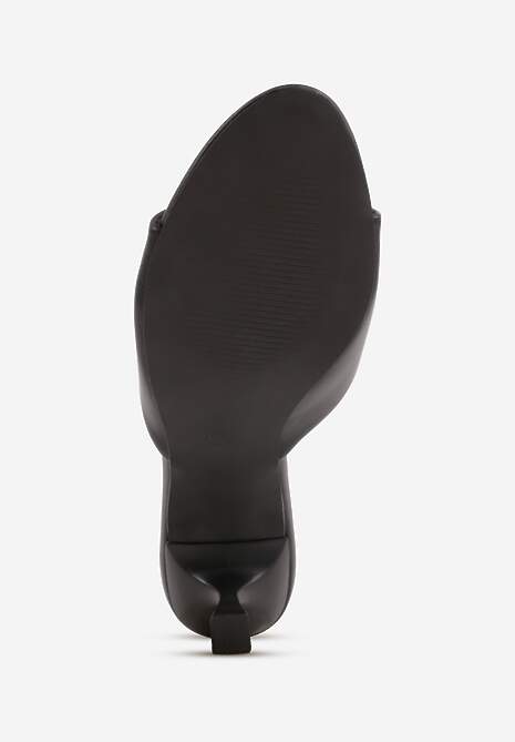 Czarne Klapki Peep Toe na Niskiej Szpilce Carinatia 7