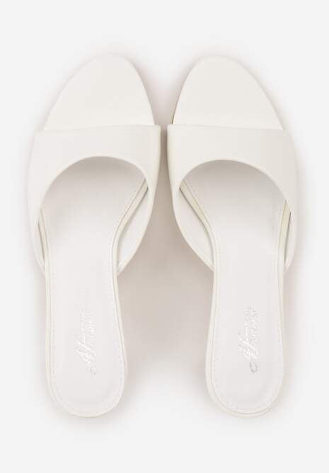 Białe Klapki Peep Toe na Niskiej Szpilce Carinatia 6
