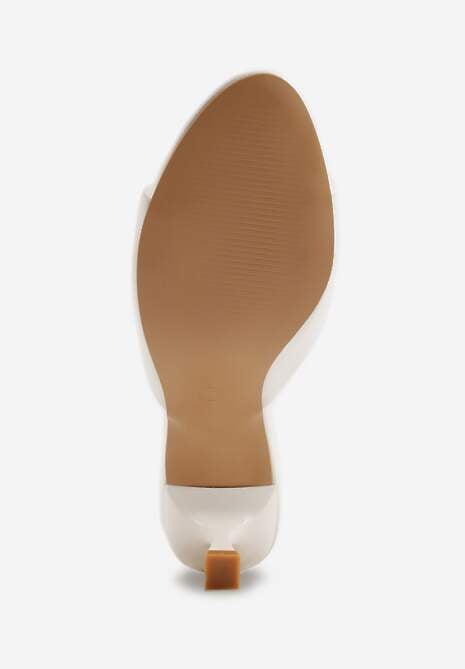 Białe Klapki Peep Toe na Niskiej Szpilce Carinatia 7