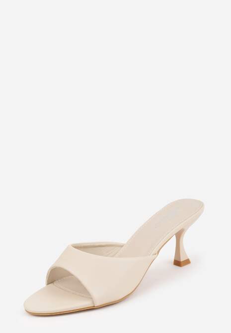 Beżowe Klapki Peep Toe na Niskiej Szpilce Carinatia 5