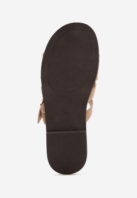 Ciemnobeżowe Klapki Gladiatorki z Ozdobną Sprzączką Lusanatia 7