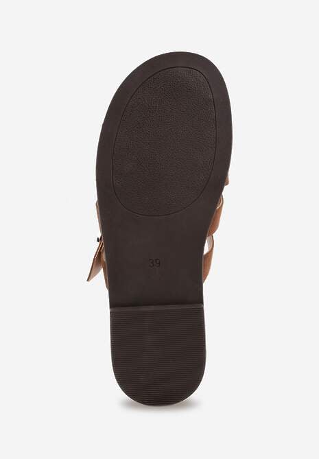 Brązowe Klapki Gladiatorki z Ozdobną Sprzączką Lusanatia 7