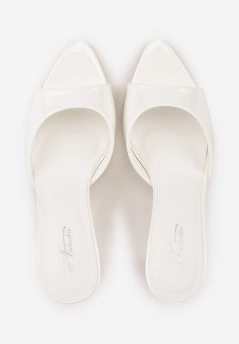 Białe Klapki Peep Toe na Szpilce ze Szpiczastym Noskiem Arinatia 6