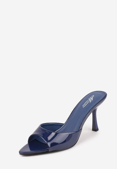 Granatowe Klapki Peep Toe na Szpilce ze Szpiczastym Noskiem Arinatia 5