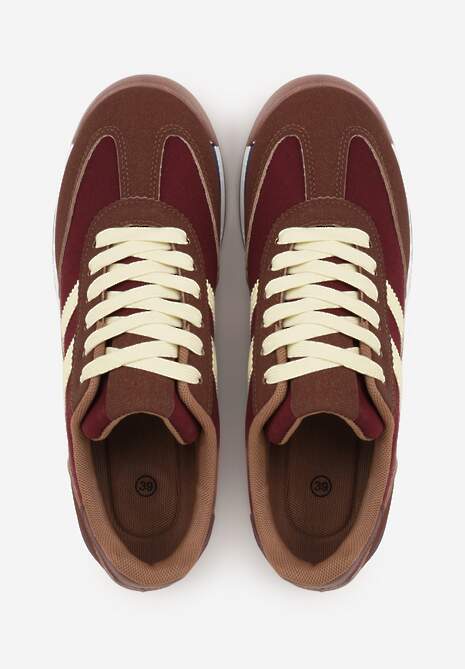 Brązowe Sneakersy Ozdobione Dwoma Paskami Lannatea 6