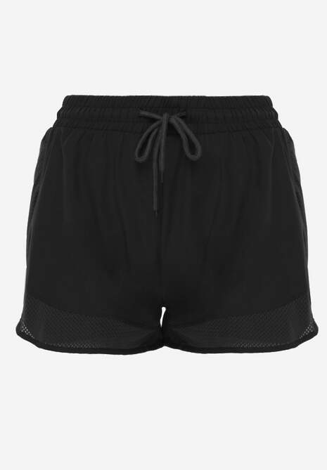 Czarne Szorty w Sportowym Stylu z Siateczką i Podszewką Elishka 6