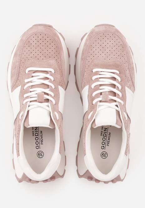 Różowe Zamszowe Sneakersy na Podeszwie Chunky z Perforowaną Cholewką Cezarlina 6