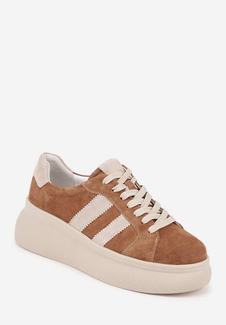Brązowe Zamszowe Sneakersy Chunky na Platformie Teslara 5