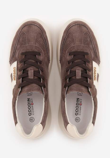 Brązowe Perforowane Sneakersy Chunky ze Skóry Naturalnej na Platformie Silvanatea 6