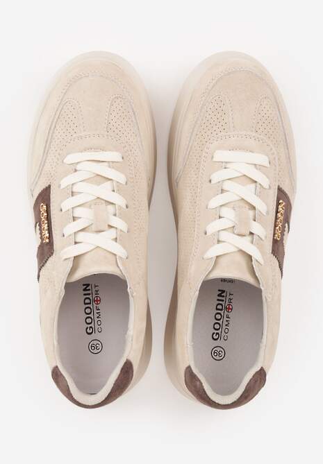Beżowe Perforowane Sneakersy Chunky ze Skóry Naturalnej na Platformie Silvanatea 6
