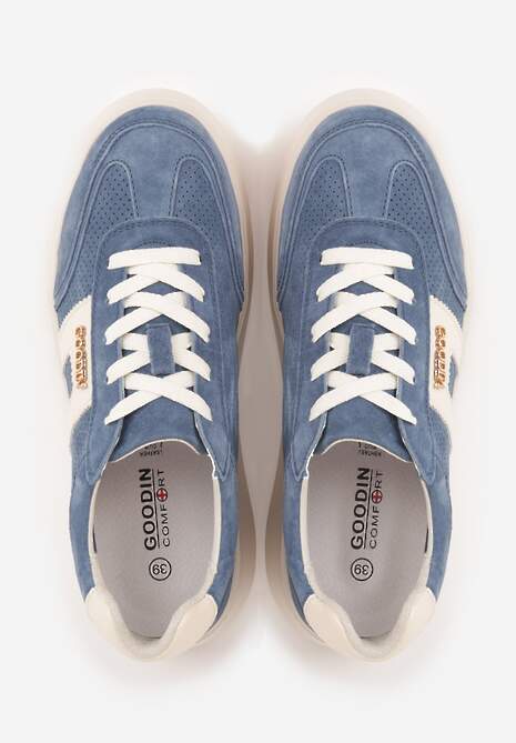 Granatowe Perforowane Sneakersy Chunky ze Skóry Naturalnej na Platformie Silvanatea 6