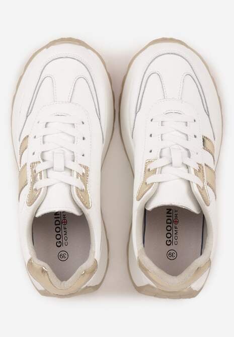 Białe Sneakersy ze Skóry Naturalnej na Platformie Cezella 6