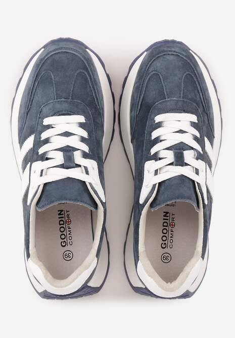 Granatowe Sneakersy ze Skóry Naturalnej na Platformie Cezella 6