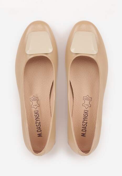 Beżowe Czółenka w Stylu Retro ze Skórzaną Wkładką Faylina 6