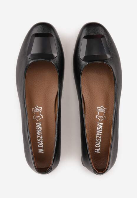 Czarne Czółenka w Stylu Retro ze Skórzaną Wkładką Faylina 6