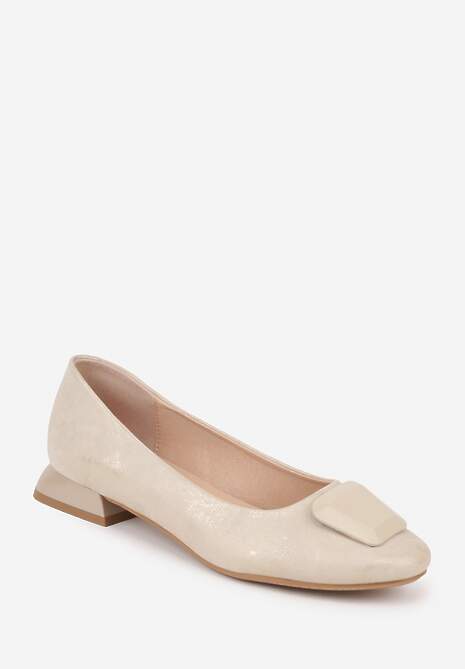 Złote Czółenka w Stylu Retro ze Skórzaną Wkładką Faylina 5