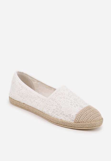 Białe Espadryle z Koronkową Cholewką i Podeszwą z Plecionki Marilex 5