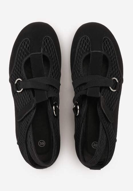 Czarne Tenisówki Sneakeriny z Siateczki z Zapięciem na Rzep Vianate 6