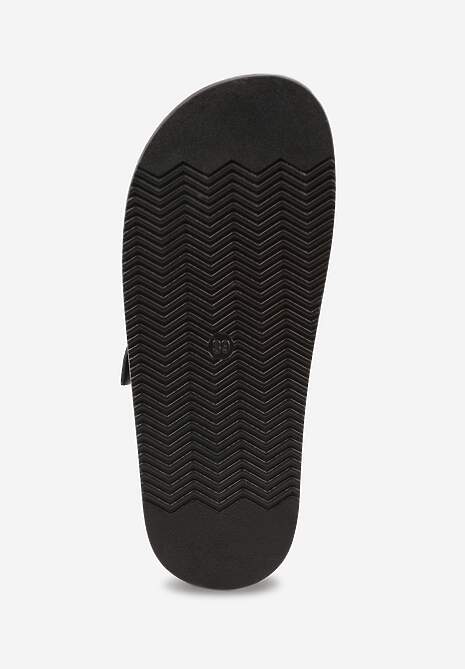 Czarne Klapki z Zakrytym Noskiem i Ozdobnymi Paskami z Klamerką Themine 7