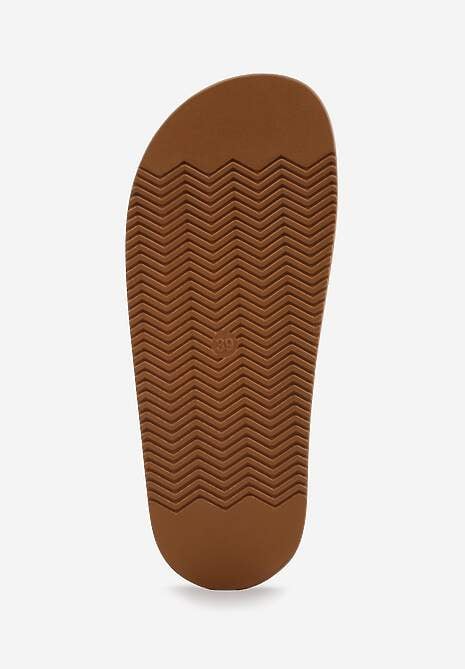 Brązowe Klapki z Zakrytym Noskiem i Ozdobnymi Paskami z Klamerką Themine 7
