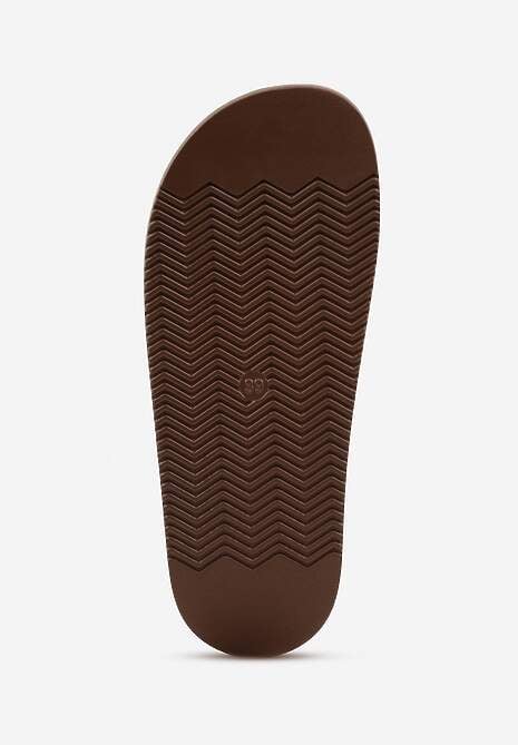 Brązowe Klapki z Zakrytym Noskiem i Ozdobnymi Paskami z Klamerką Themine 7