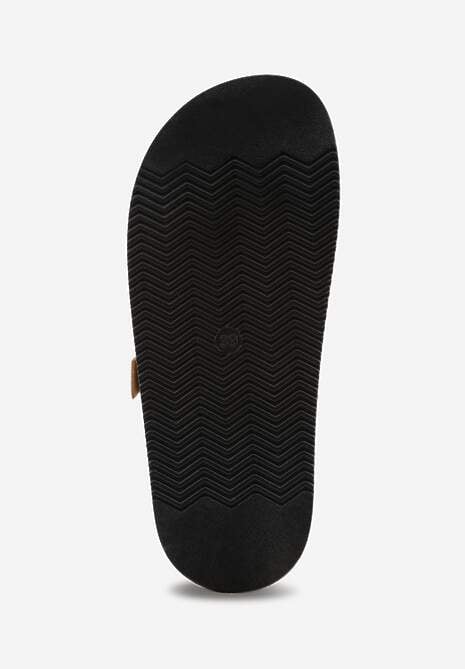 Ciemnobeżowe Klapki z Przekładanymi Paskami i Regulacją z Klamrą Celilye 7