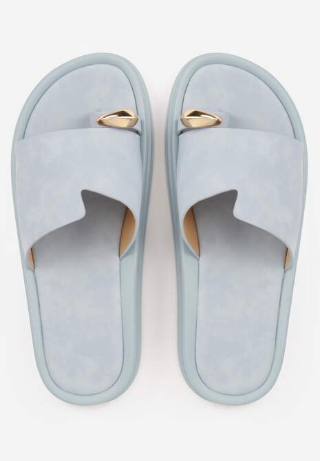 Niebieskie Klapki Japonki Ozdobione Aplikacją na Palcu Noevianna 6