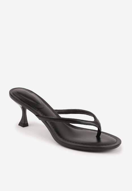 Czarne Minimalistyczne Klapki Japonki na Kaczuszce Saphohsa 5