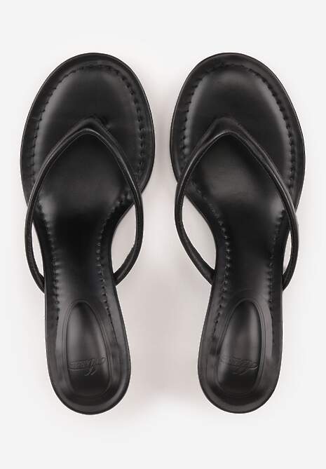 Czarne Minimalistyczne Klapki Japonki na Kaczuszce Saphohsa 6