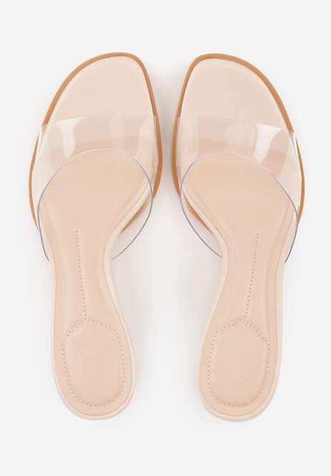 Beżowe Transparentne Klapki na Kaczuszce Helymna 6