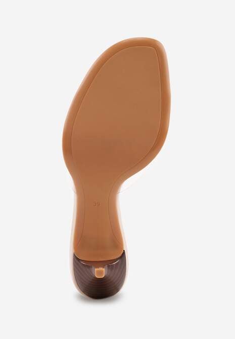 Beżowe Transparentne Klapki na Kaczuszce Helymna 7