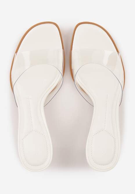 Białe Transparentne Klapki na Kaczuszce Helymna 6