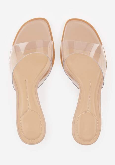 Ciemnobeżowe Transparentne Klapki na Kaczuszce Helymna 6