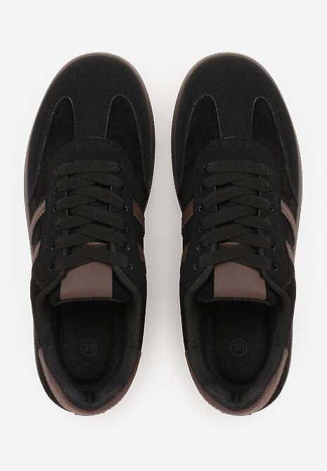 Czarno-Brązowe Casualowe Sneakersy z Ekozamszu na Płaskiej Podeszwie Pemeriana 6