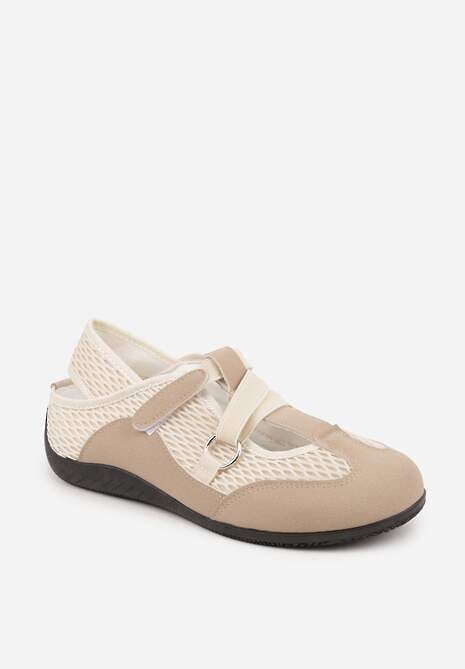 Ciemnobeżowe Tenisówki Sneakeriny z Siateczki z Zapięciem na Rzep Vianate 5