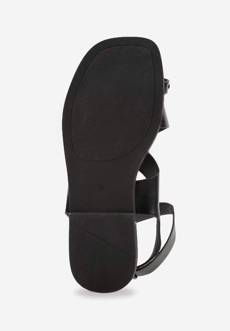 Czarne Sandały z Paskiem na Palec z Metaliczną Aplikacją i Klamerką Ailintra 7
