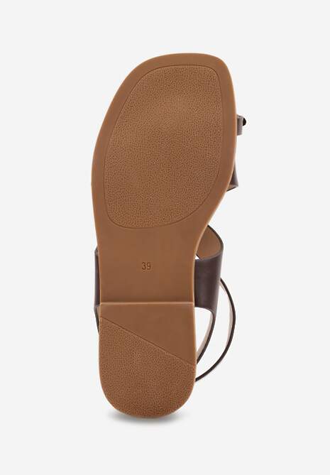 Brązowe Sandały z Paskiem na Palec z Metaliczną Aplikacją i Klamerką Ailintra 7