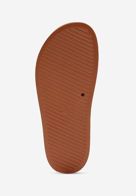 Brązowe Płaskie Klapki z Paskiem ze Sprzączką Tameren 7