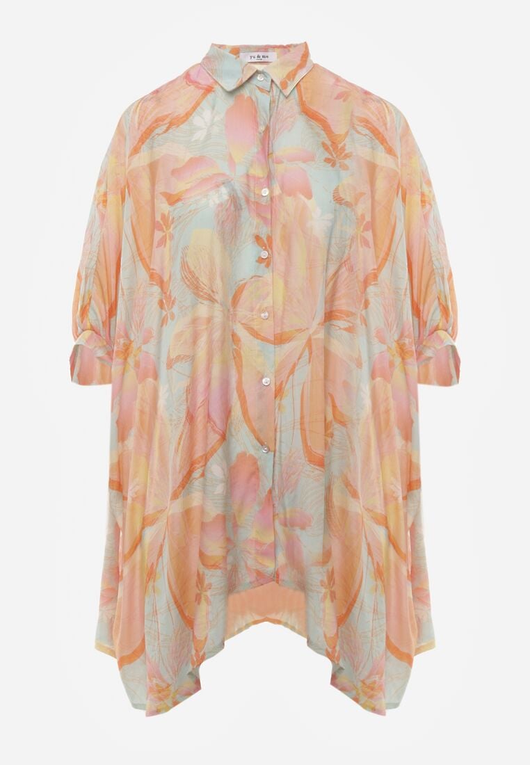 Pomarańczowa Nietoperzowa Koszula z Bawełną o Fasonie Oversize Celista 6