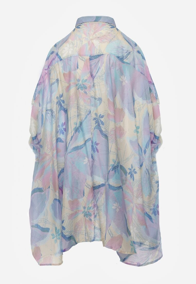 Niebieska Nietoperzowa Koszula z Bawełną o Fasonie Oversize Celista 7