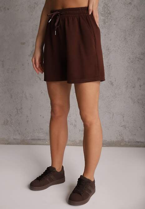 Brązowy Bawełniano-Wiskozowy Komplet Sportowy T-shirt i Szorty Areinna 4